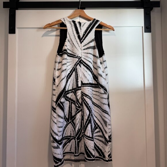 NYE Shoshanna Black & White Sequin Geometric Mini Dress – Size 0 - Picture 4 of 7